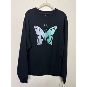 Urban Outfitters Hi Res Large Gradient Butterfly Sweatshirt Black Pullover NWT